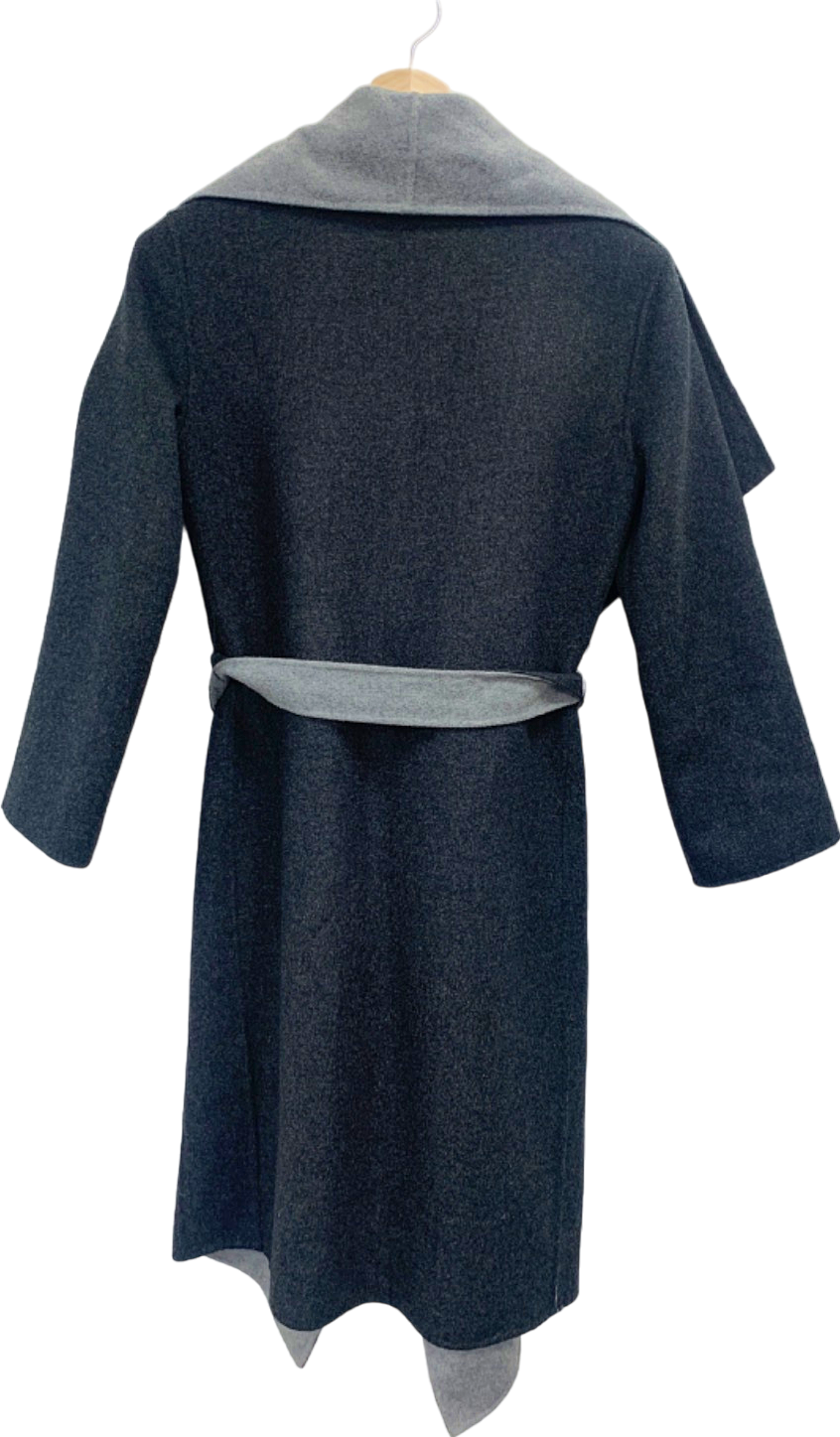 Hobbs Grey and Dark Grey Belted Coat UK S