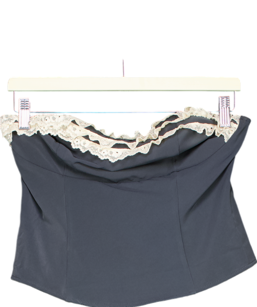 kimchi blue Grey Bandeau Corset Detailed With White Lace Trimming UK L