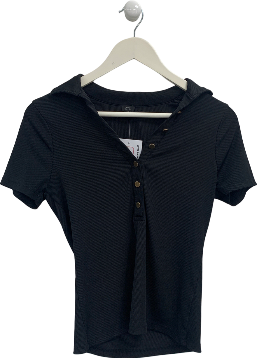 River Island Black Button Up Collar Shirt UK 6