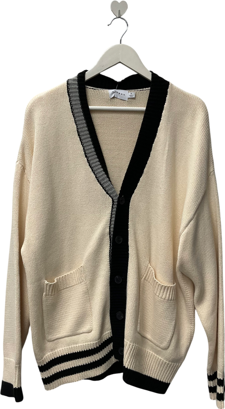 Topman Cream Oversized Collegiate Cardigan UK S