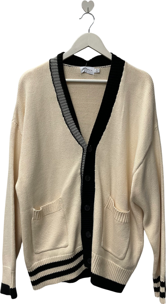 Topman Cream Oversized Collegiate Cardigan UK S