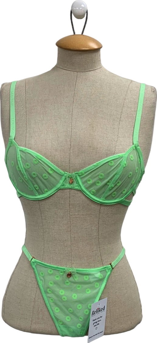 Lounge Green Maisie Bra and Thong Set UK S