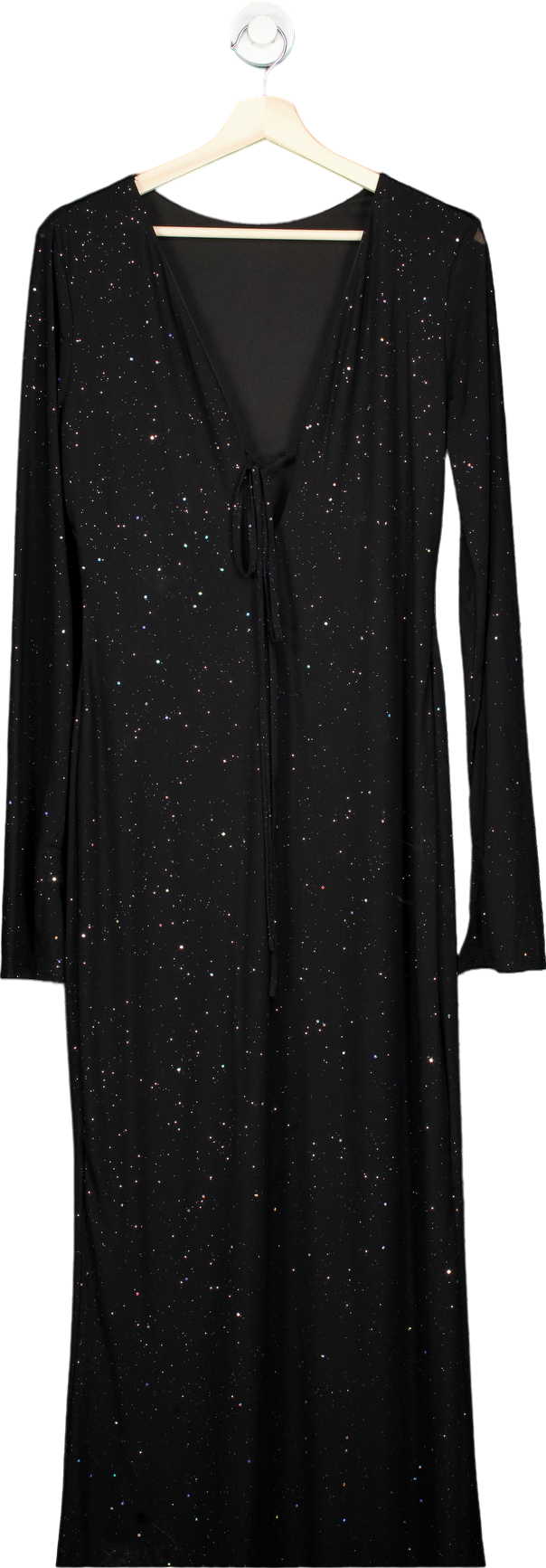 Marthea Black Sparkle Dress with Tie Detail UK L
