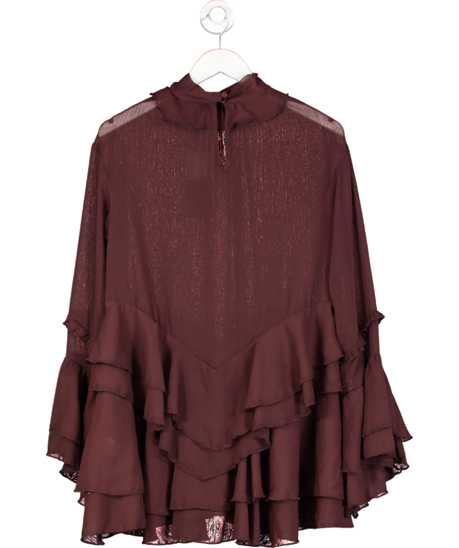 Noughts & Kisses Purple Dayana Ruffle Mini Dress UK XS