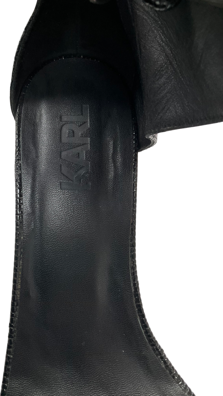 Karl Lagerfeld Black Leather Wedge Sandal UK 8 EU 41 👠