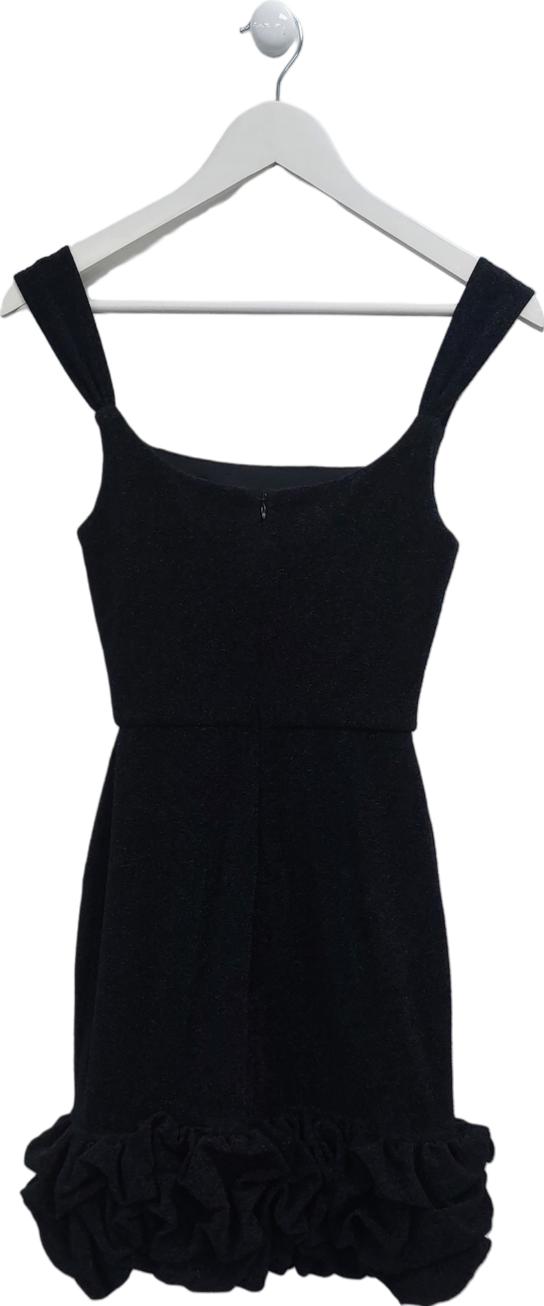 AW Bridal Black Ruffle Hem Embellished Strap Mini Dress UK S