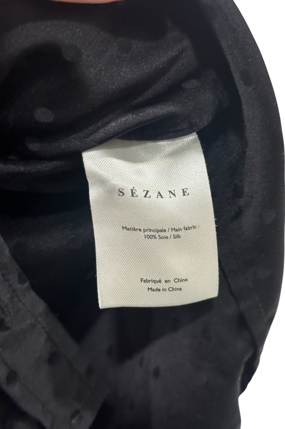 Sezane Black Silk Polka-dot Button Blouse UK XL