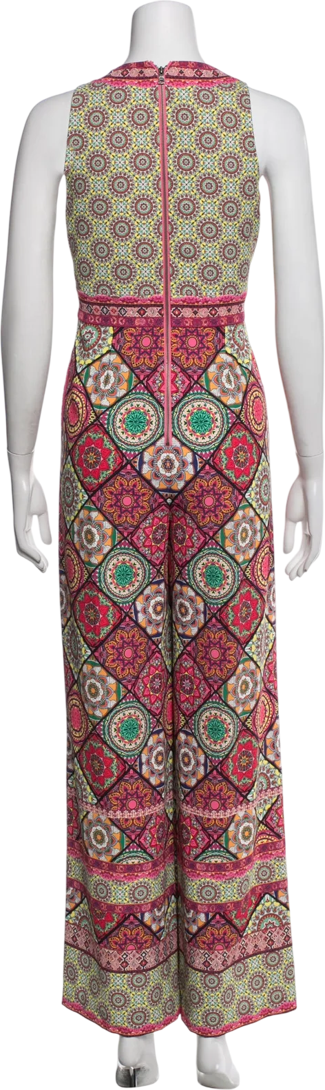 ALICE + OLIVIA Multicoloured Tile Print Audrie Pleated Jumpsuit Sz0 UK 4