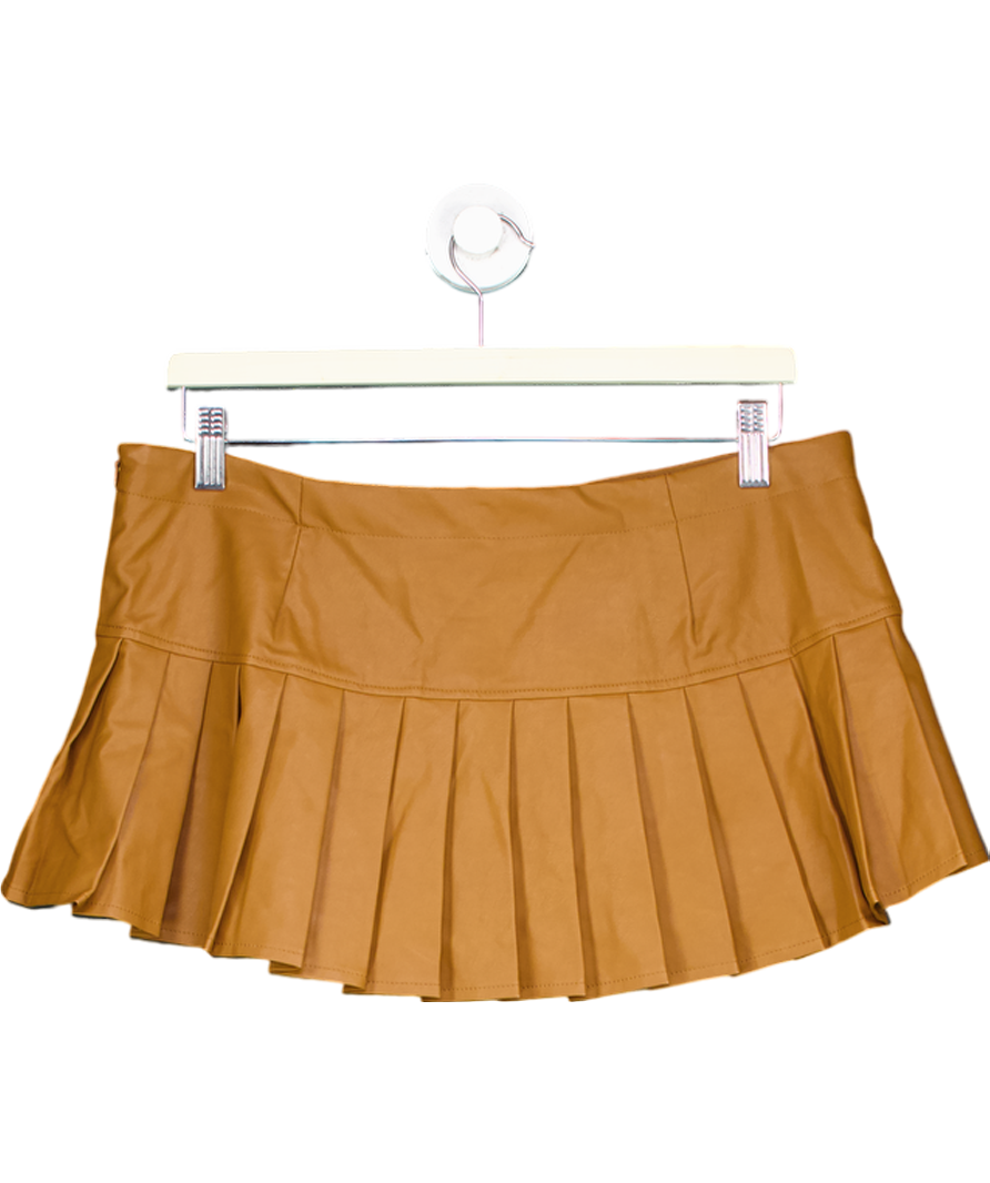 Edikted Brown Pleated Mini Skirt UK L