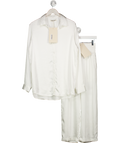 Sundarbay White Satin Relaxed Shirt (uk 12) And High Waisted Pants Set UK 8