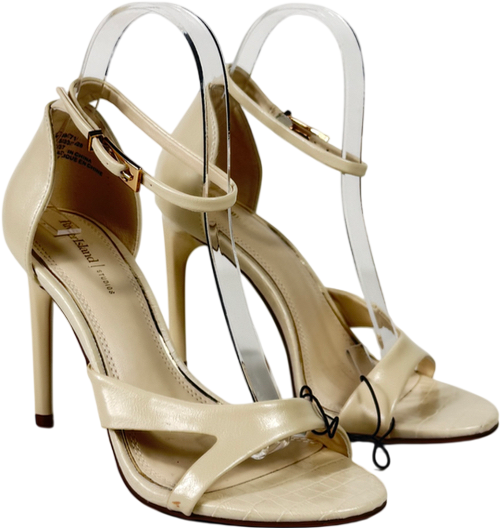 River Island Cream Barely There Cut Away Heeled Sandals UK 4 EU 37