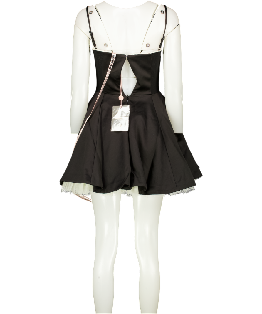 House of CB Minimoiselle Black Satin & Tulle Mini Dress UK S