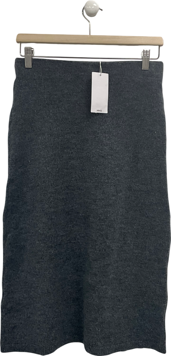 MANGO Grey Flared Knitted Skirt UK S