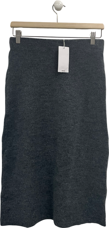 MANGO Grey Flared Knitted Skirt UK S