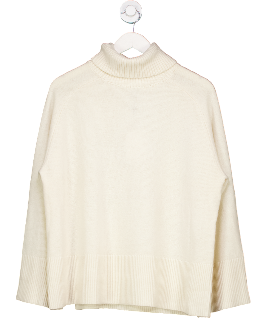 REISS Cream Relaxed Wool-cashmere Blend Roll Neck Jumper UK M