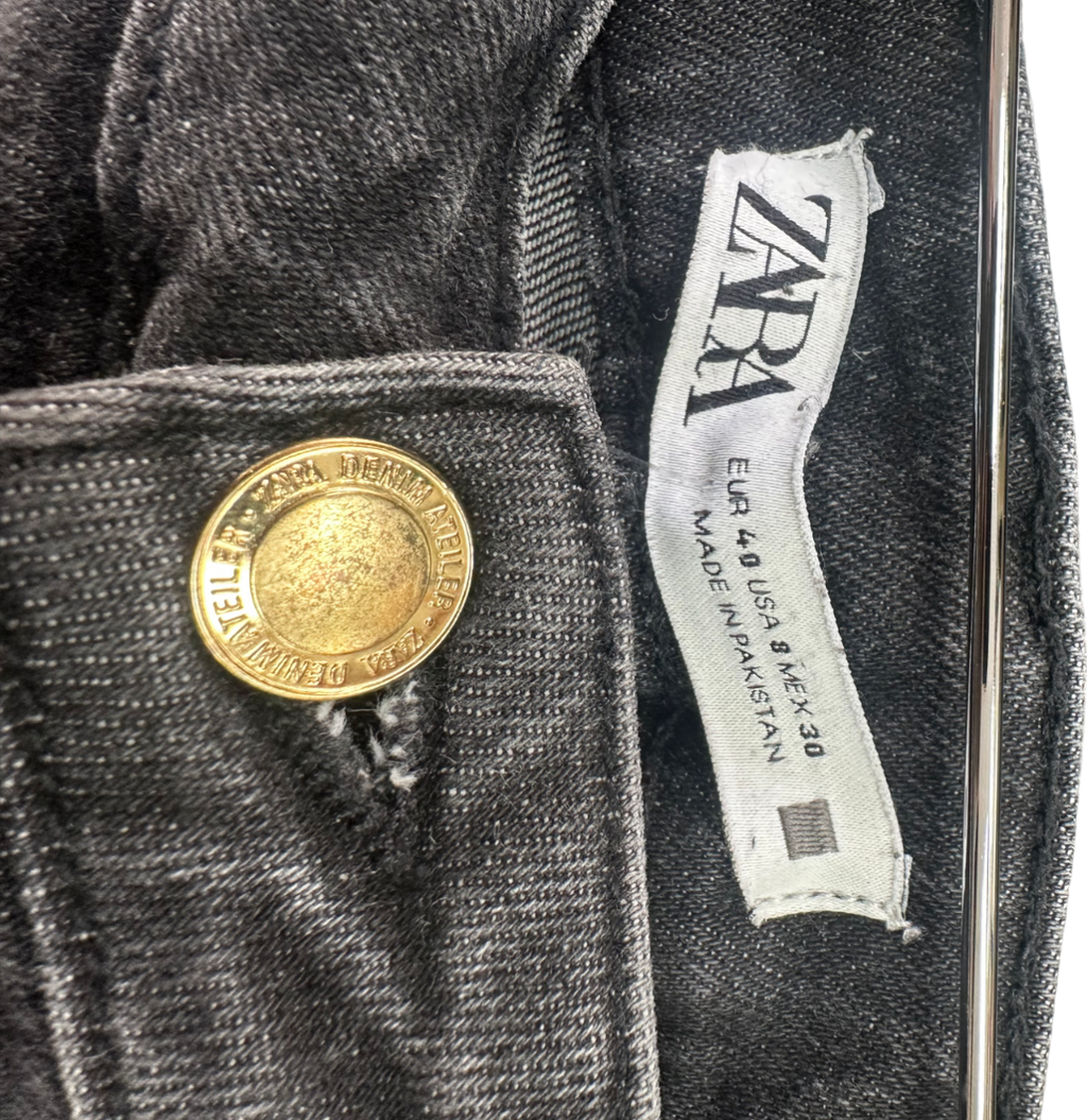 ZARA Grey Z1975 Flared High-waist Jeans UK 6