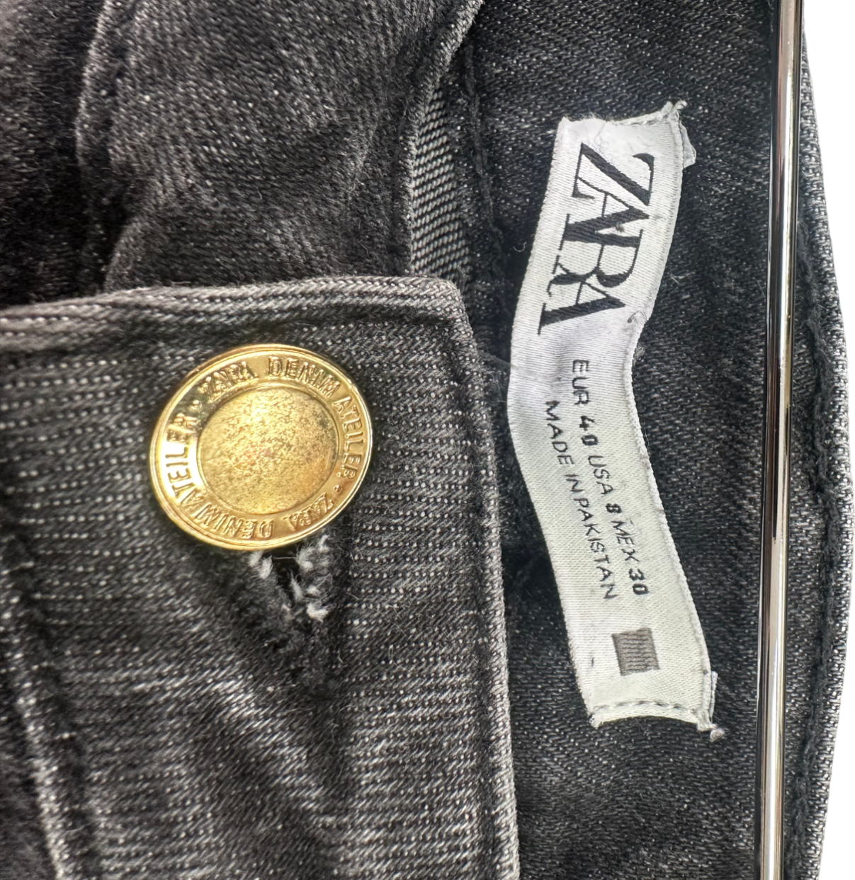 ZARA Grey Z1975 Flared High-waist Jeans UK 6