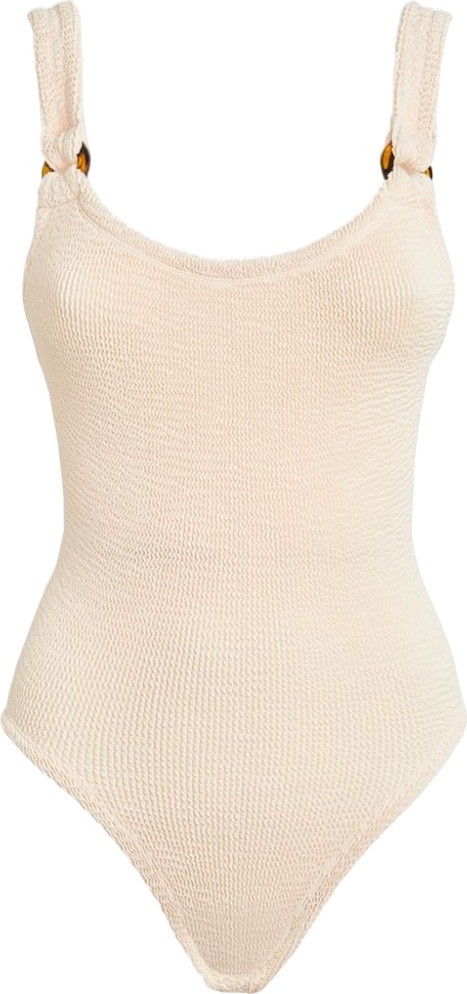 Hunza G Cream Domino Swimsuit With Tortoise Hoops One Size