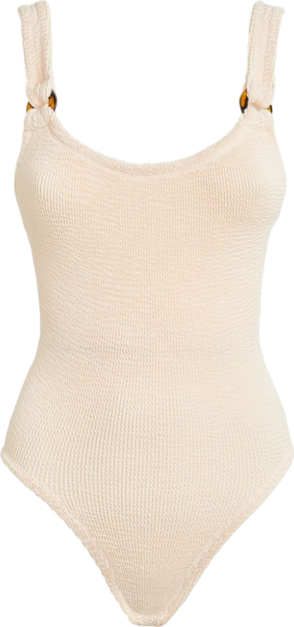 Hunza G Cream Domino Swimsuit With Tortoise Hoops One Size