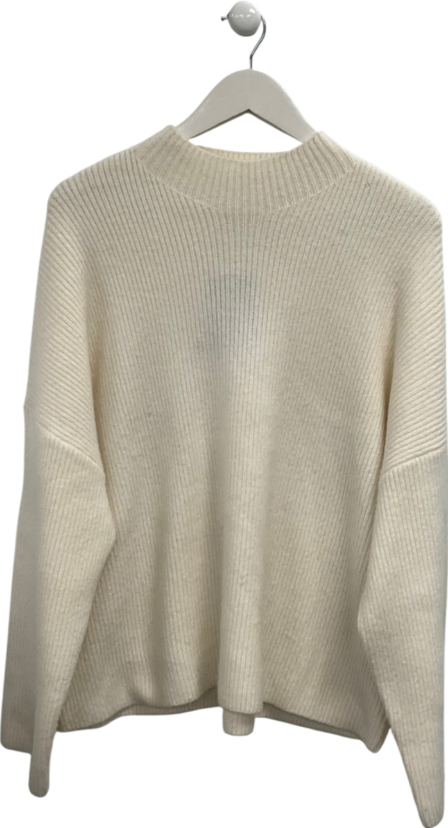 Abercrombie & Fitch Cream Ribbed Mock Neck Jumper UK XL