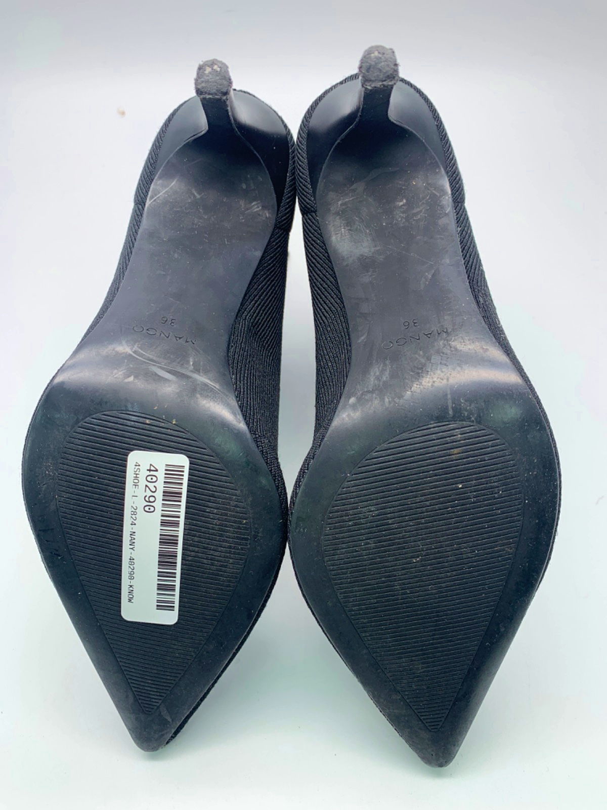 Mango Black Knit High Heel Ankle Boots UK 3.5