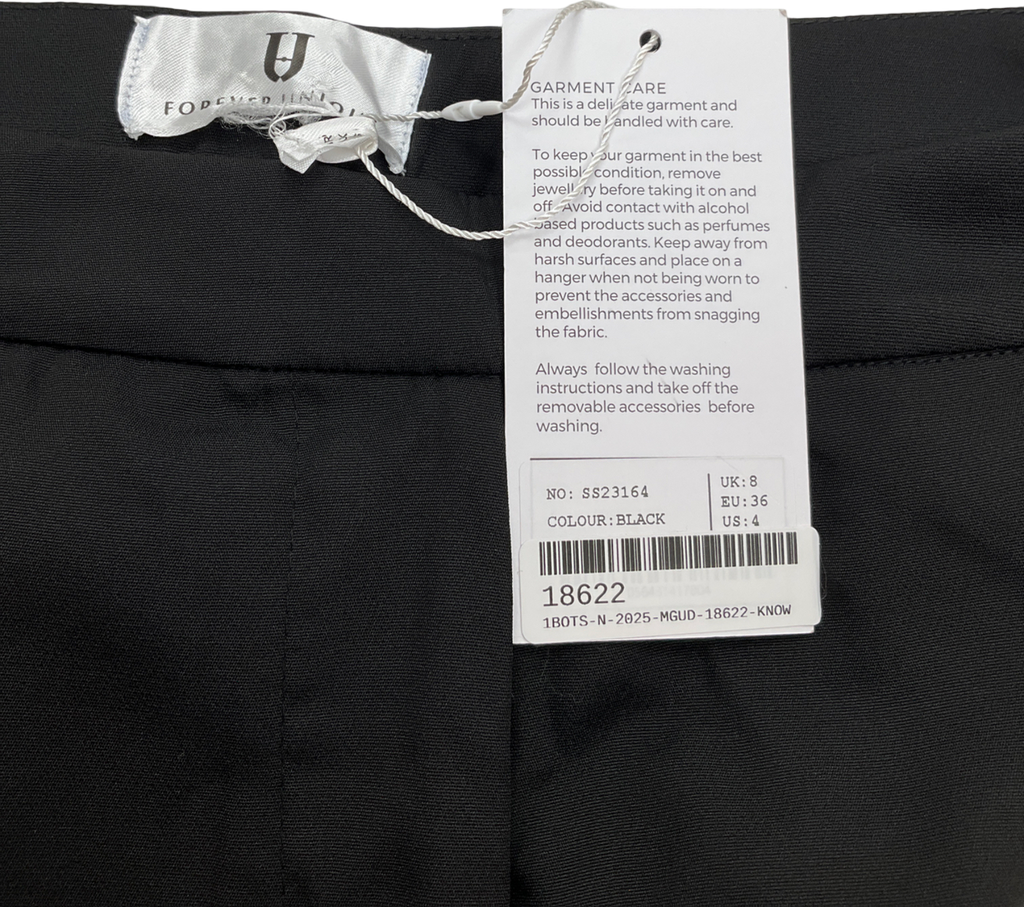 Forever Unique Black Wide Leg Trousers UK 8
