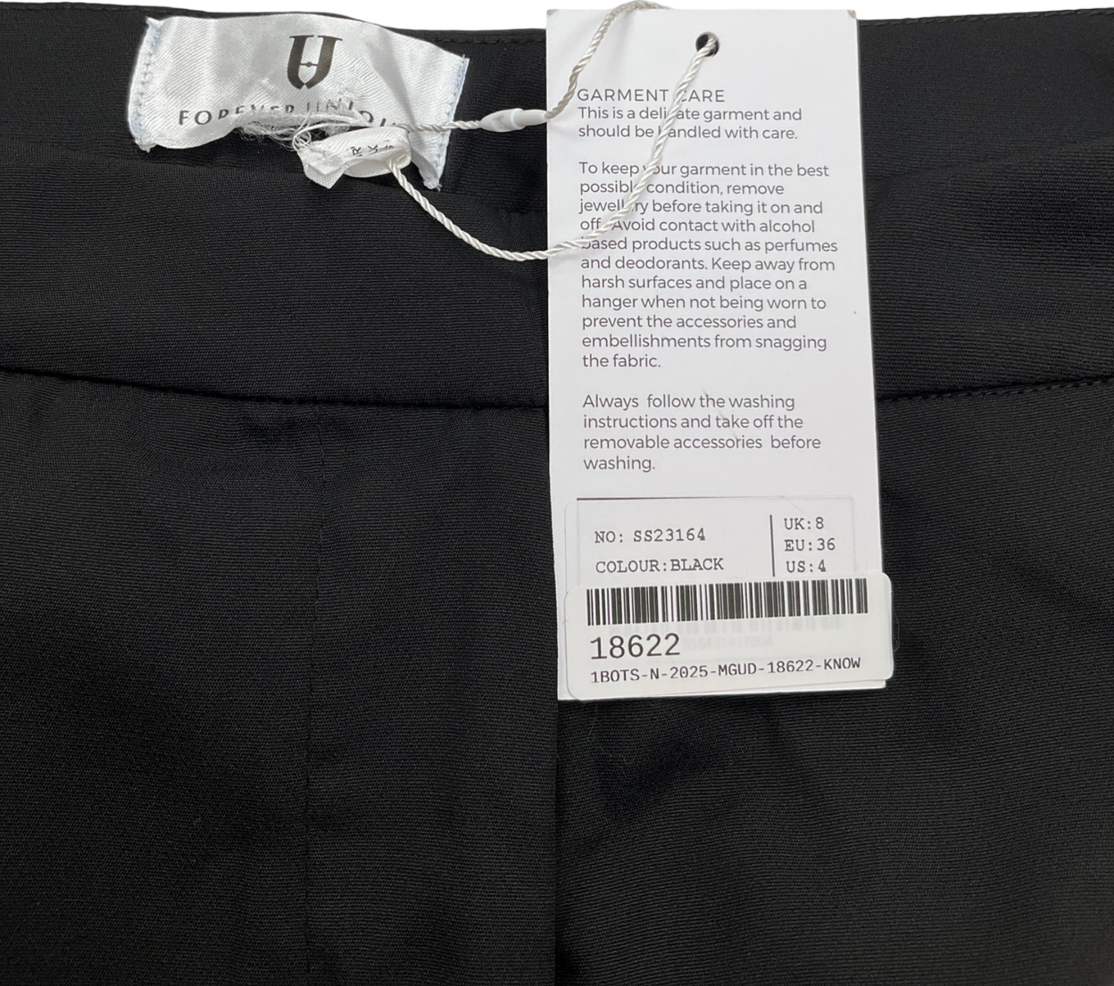 Forever Unique Black Wide Leg Trousers UK 8