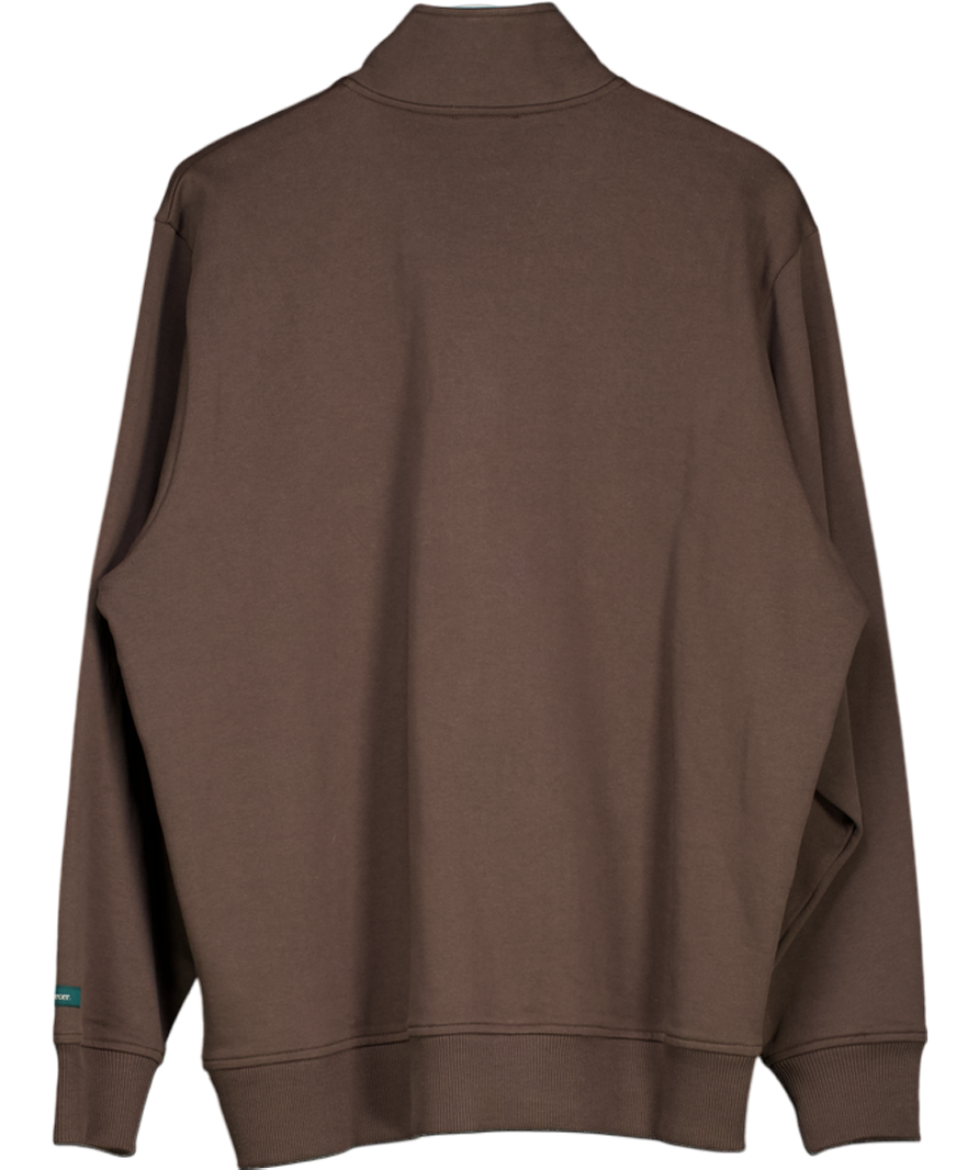 The Mercer Brand Chocolate Brown The Mercer Quarter Zip Sweatshirt UK M
