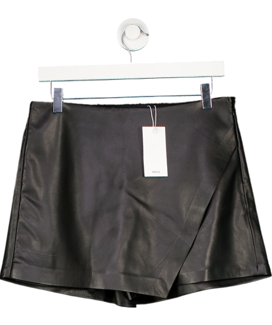MANGO Black Faux Leather Skort UK 10