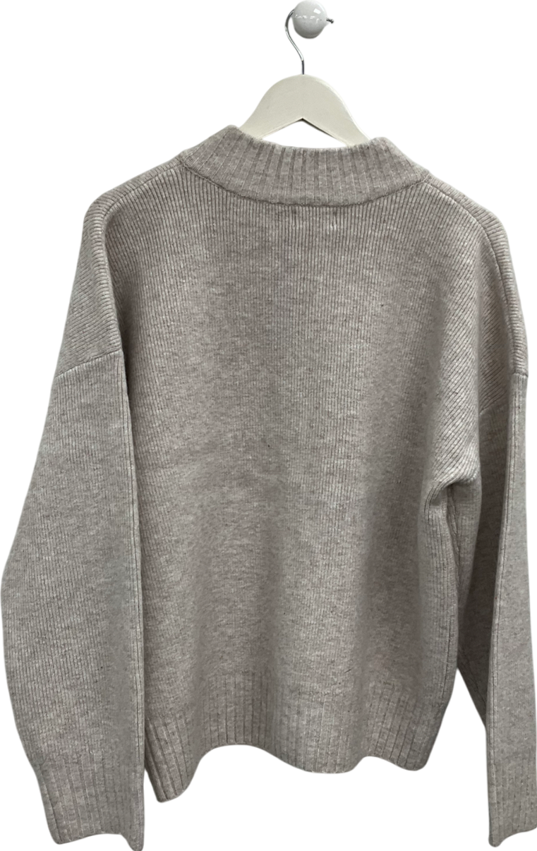 White Fox Grey Unbreakable Bond Knit Jacket Cream UK M/L