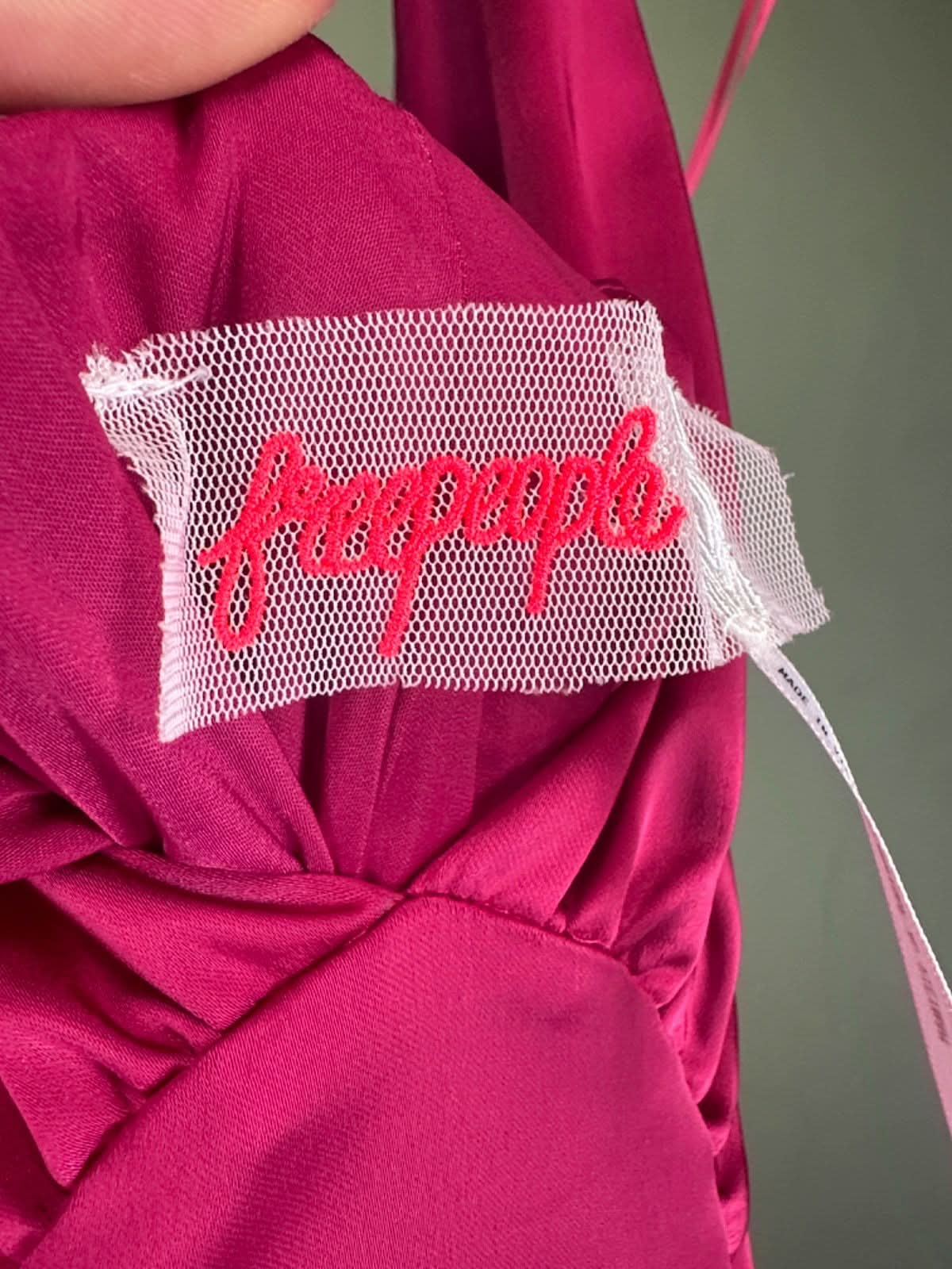 free people Pink Satin Halter Neck Maxi Dress UK 10