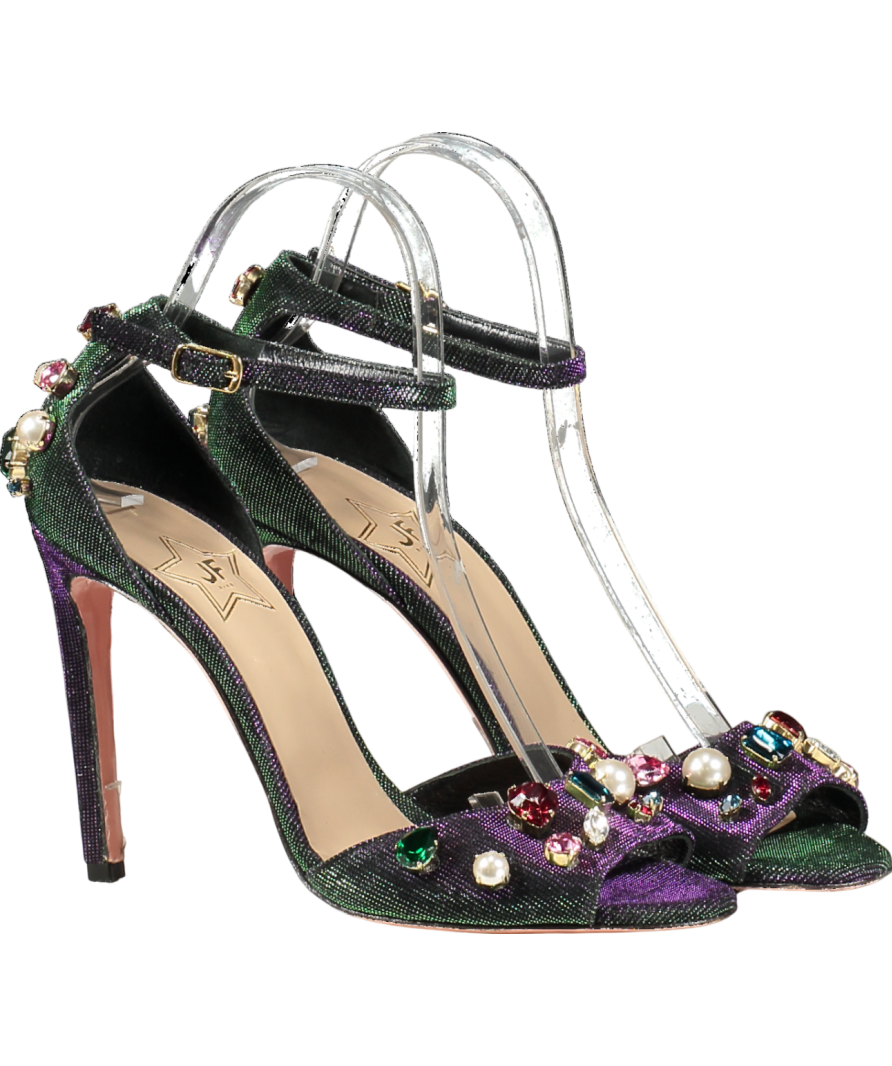 JF London Purple Crystal Detail Shimmer Ankle-strap Heels UK 6 EU 39 👠