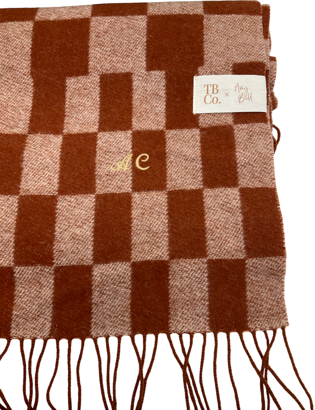 TBCO. Lambswool Scarf  Orange Gingham UK XL