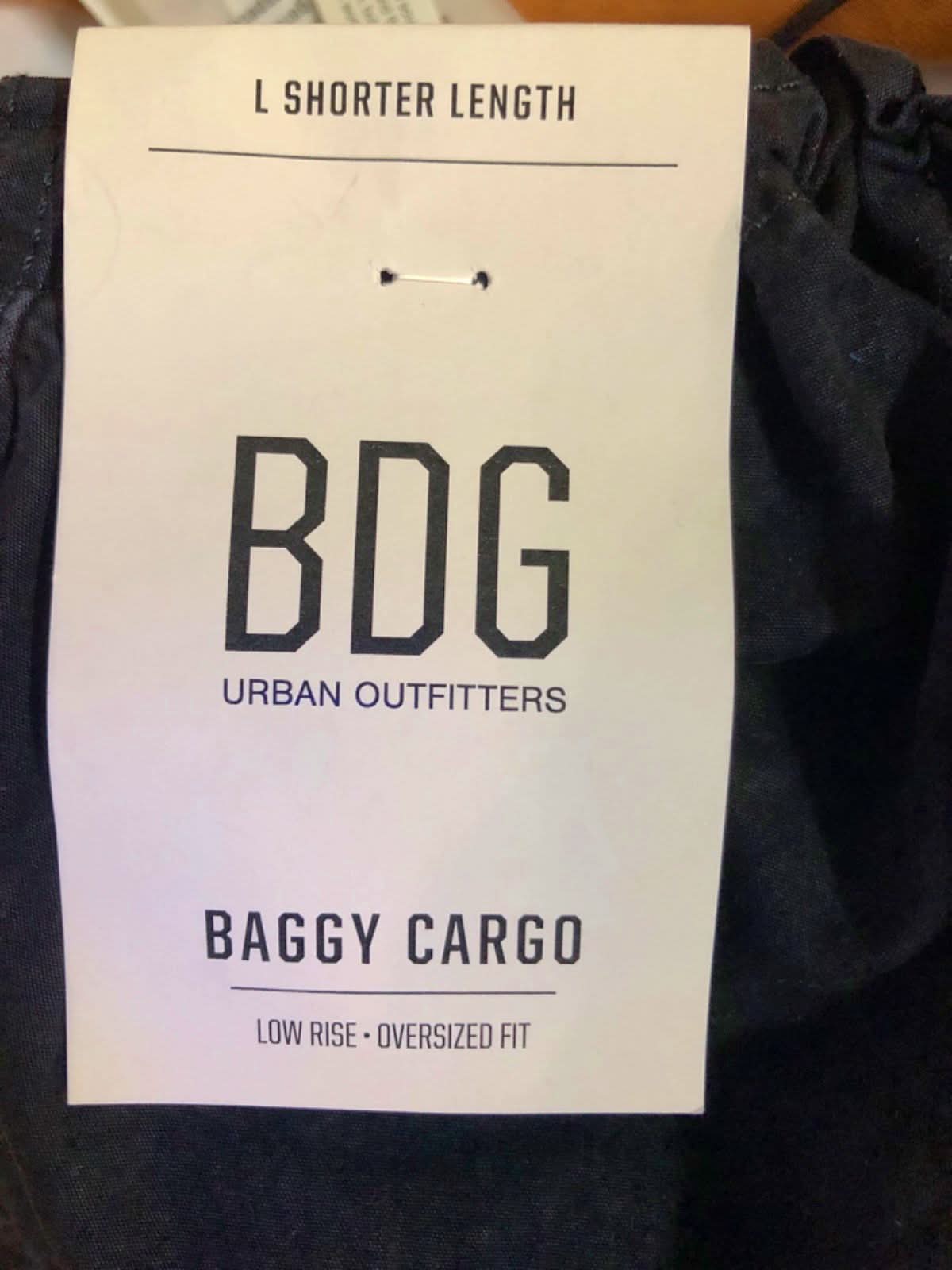 Urban Outfitters BDG Black Baggy Cargo Low Rise Oversized Fit Trousers Large