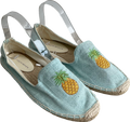 South Beach Blue Linen Pineapple Espadrilles UK 8 EU 41 👠