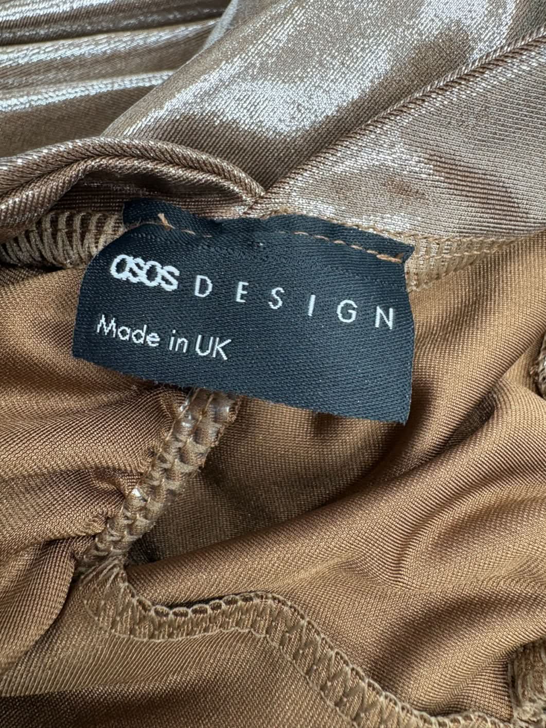 ASOS Metallic Ruched Maxi Dress UK S