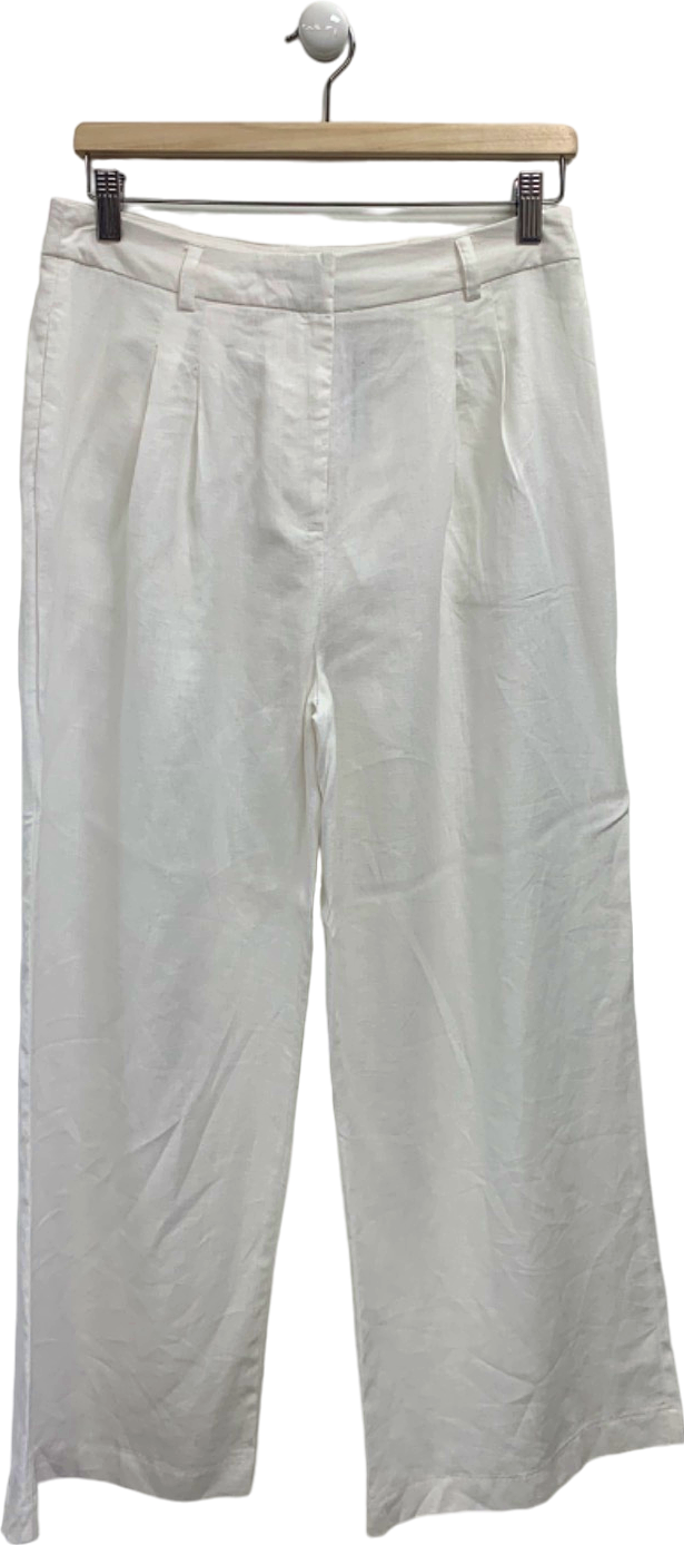 New Look White Petite Wide Leg Trousers UK 10