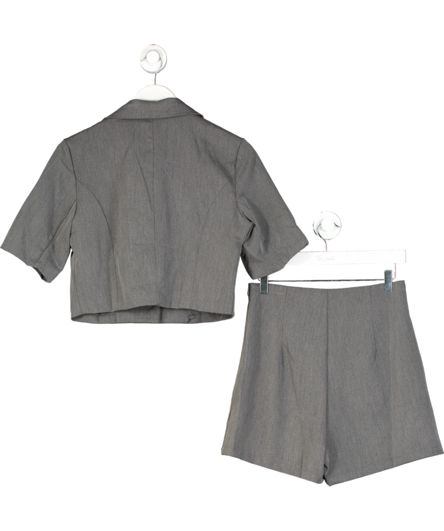 Nasty Gal Grey Tailored Utility Cropped Shirt & Tailored Mini Skirt UK M