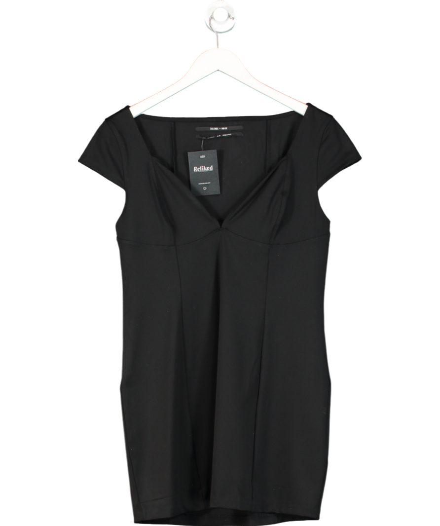 Silence + Noise Black Greta Sweetheart Mini Dress UK XL