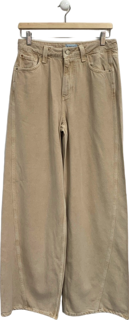 River Island Beige Wide Leg Jeans UK 10