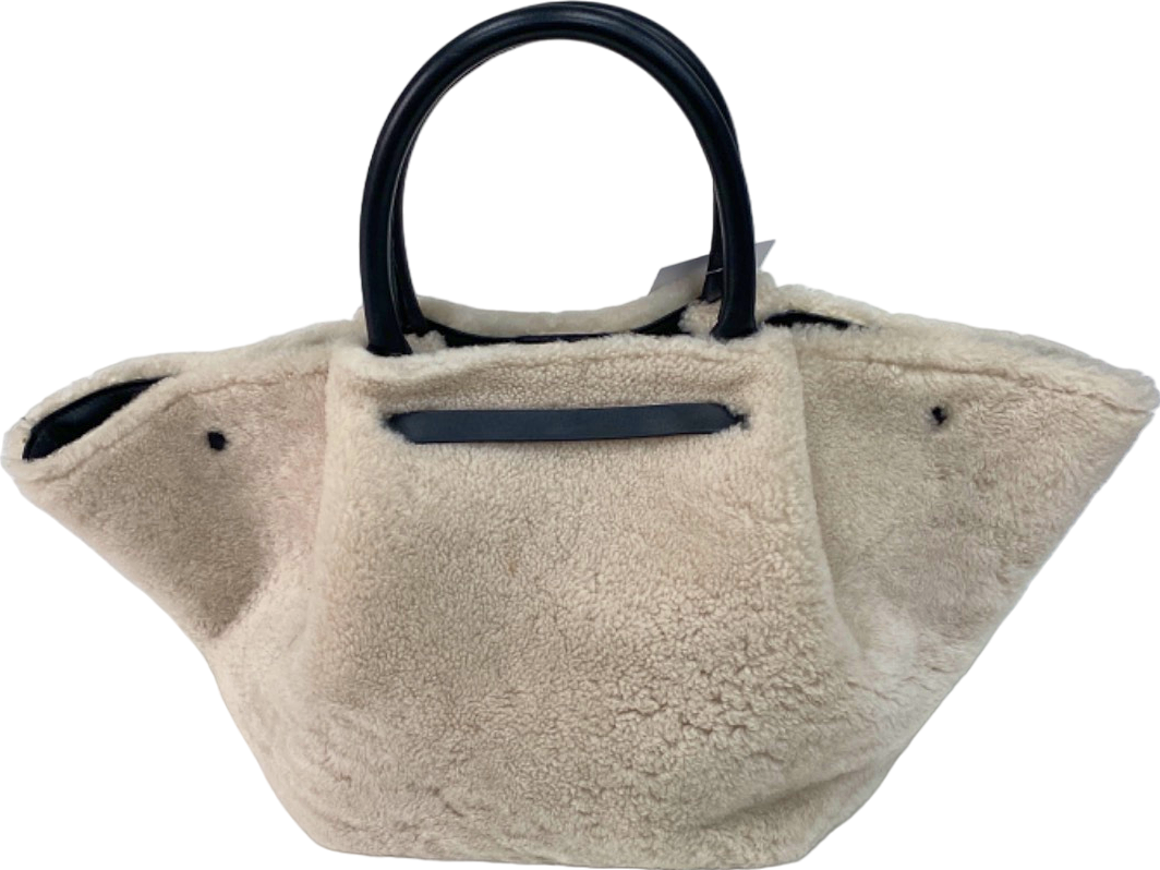DeMellier Beige Shearling Tote Bag