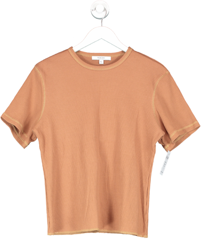 Berlook Brown Waffle Knit Short Sleeve T Shirt UK L