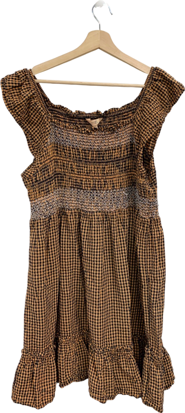 Terra & Sky Yellow Checkered Smocked Dress UK XXXL