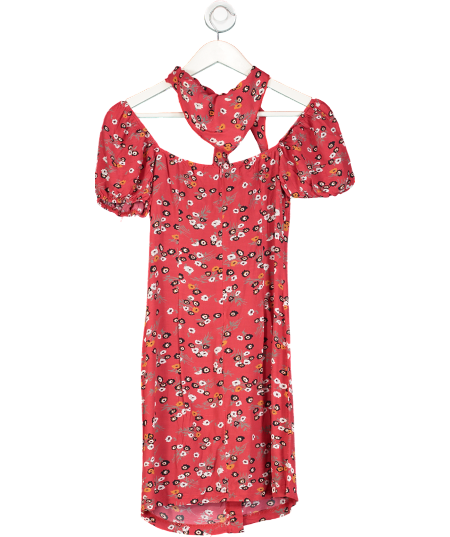 Rat & Boa Red Floral Evangeline Dress With Neck Scarf UK M