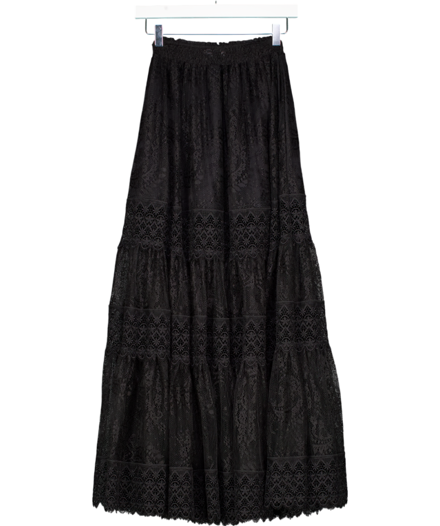 Charo Ruiz Ibiza Black Simet Long Skirt UK S