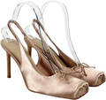 Charles & Keith Nude Satin Ruched Stiletto Slingback Pumps UK 4 EU 37