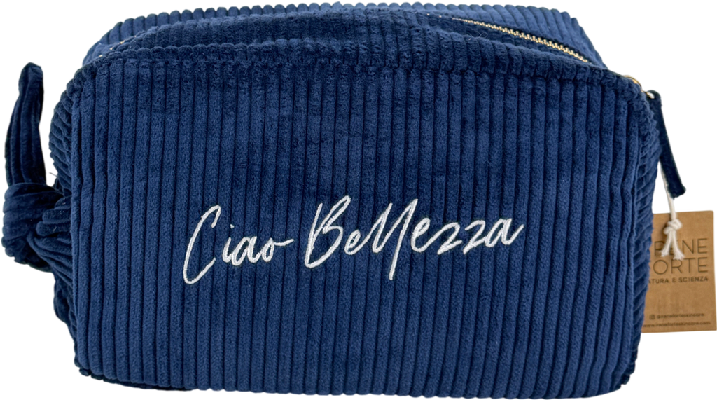 Irene Forte Blue Corduroy Wash Bag One Size