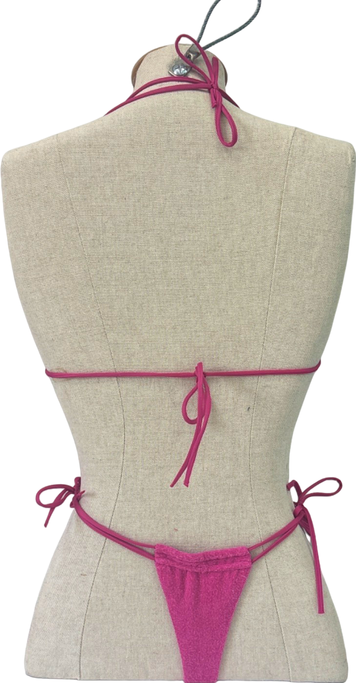 Neena Pink Terry Cloth Triangle Bikini UK S