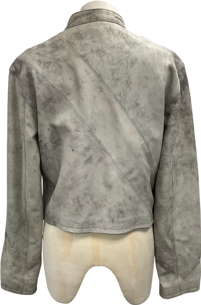 Oval Square Grey Beat Leather Jacket UK M