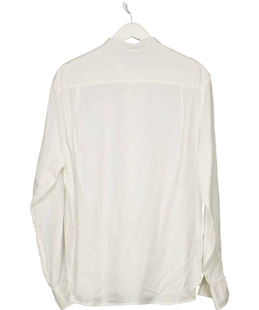 MANGO White Linen Long Sleeve Shirt UK L